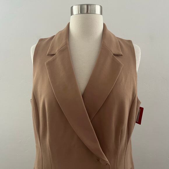 Spanx Ponte Vest Dress Office Quiet Luxury Stretch Neutral Toffee Tan Large NWT - Picture 4 of 15
